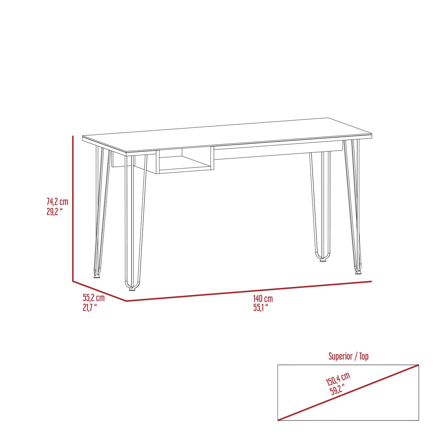 Desk Rolo140, Office, Mahogany