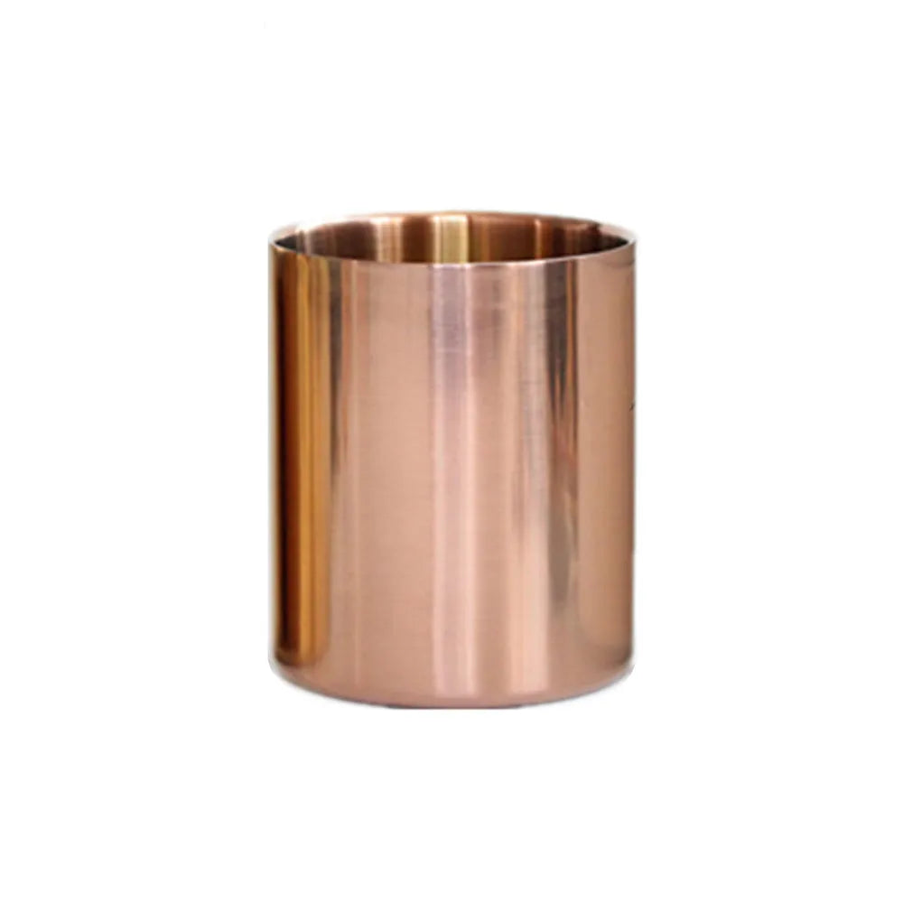 Rose Gold Stainless Steel Cylinder Pen Holder for Desk Organizer Europe Pot Cup