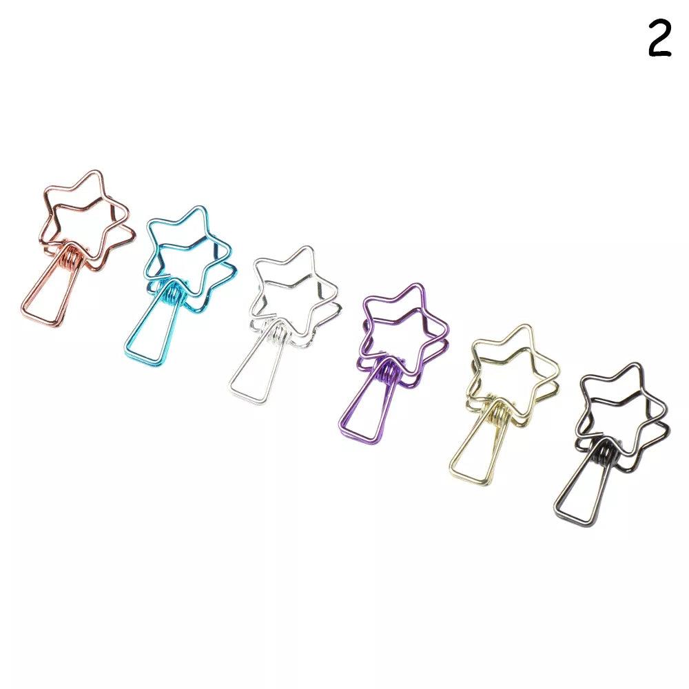 6PCs/Set Hollowed Out Kitty, Star, Heart Binder Clips Cat Biner Clips