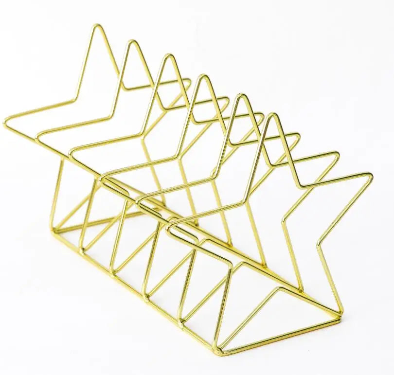 Gold/Rose Gold Star Shape Desk Organizer Desktop File Organizer, Magazine Rack