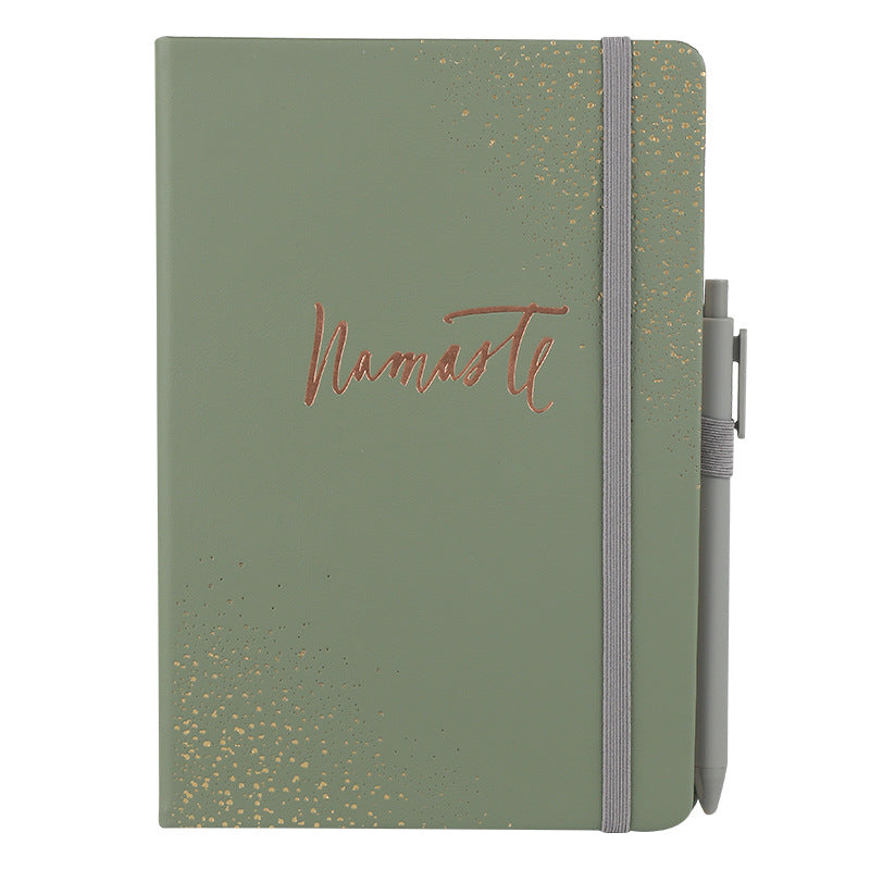 Namaste PU Leather Diary Note Book Custom Elastic Band Hardcover Planner Journal