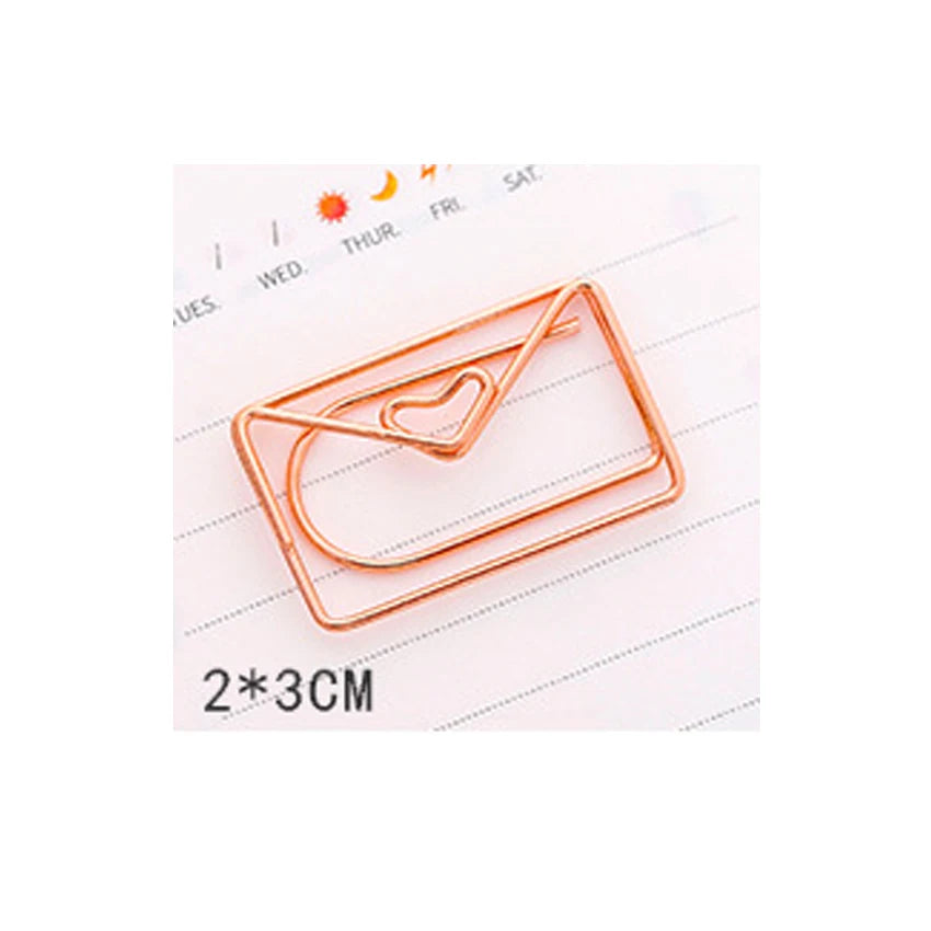 5pcs Kawaii Rose Gold Paper Clips Bookmark Crown, Flower, Flamingo, Bowtie, Hanger