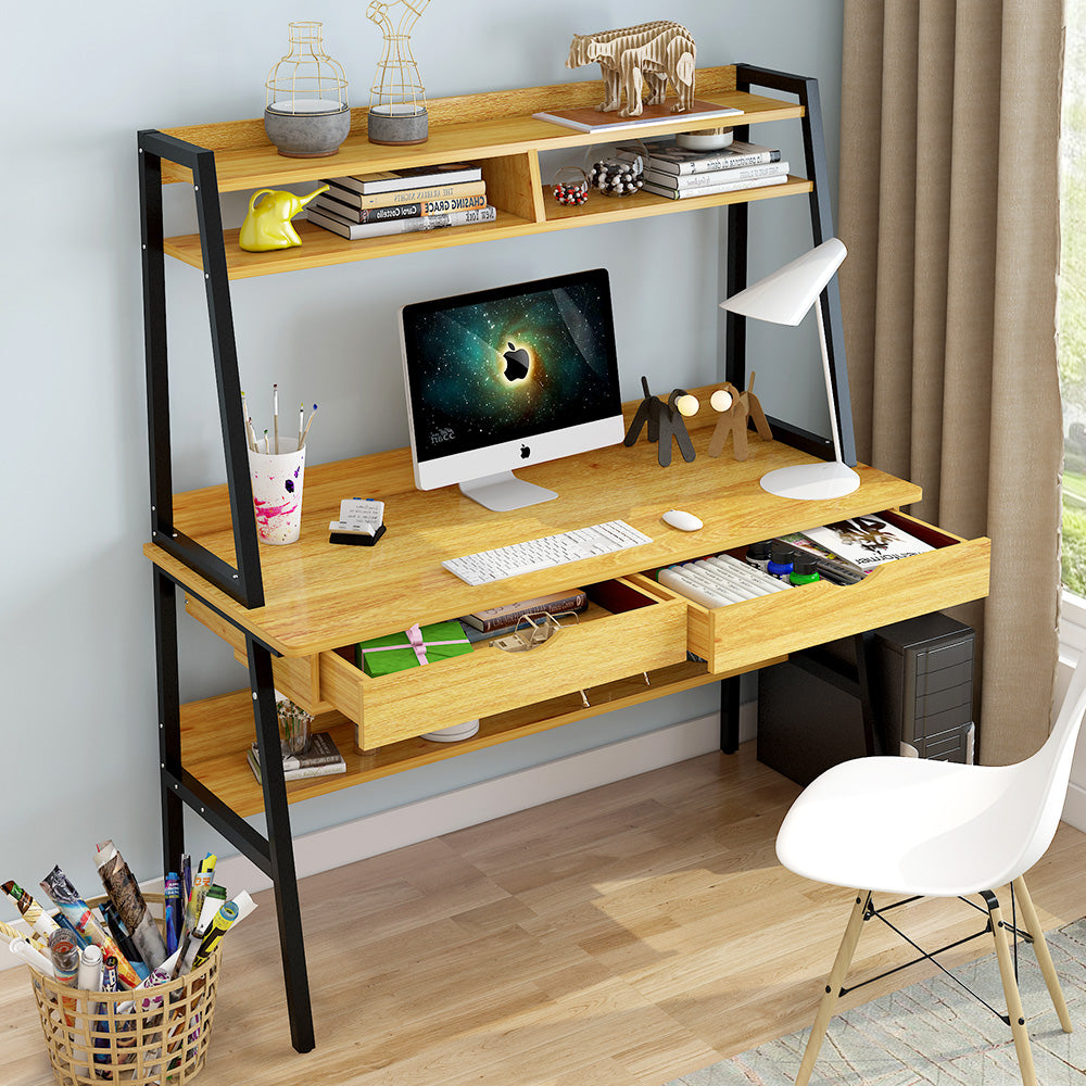 Simple Modern Household Writing Desk with Bookshelf