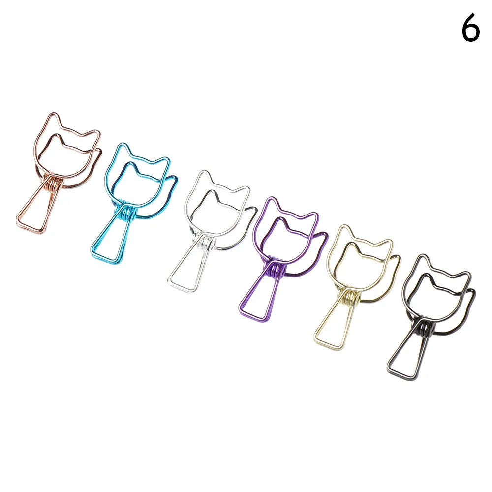 6PCs/Set Hollowed Out Kitty, Star, Heart Binder Clips Cat Biner Clips