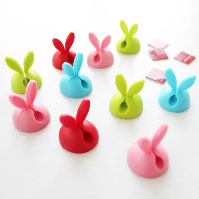 4pcs Cord Cable Storage Desk Set Rabbit Shaped Wire Clip