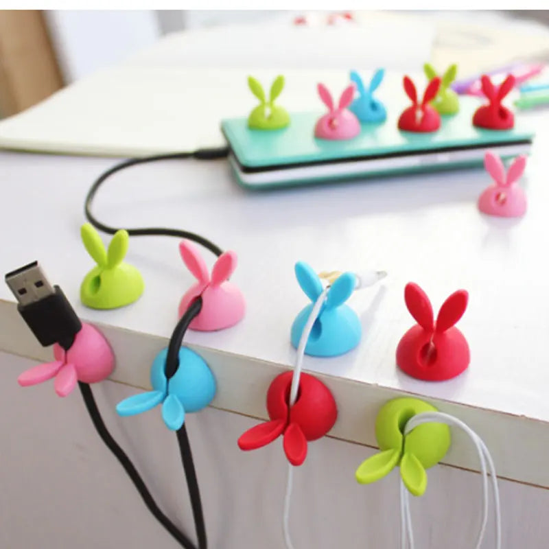 4pcs Cord Cable Storage Desk Set Rabbit Shaped Wire Clip