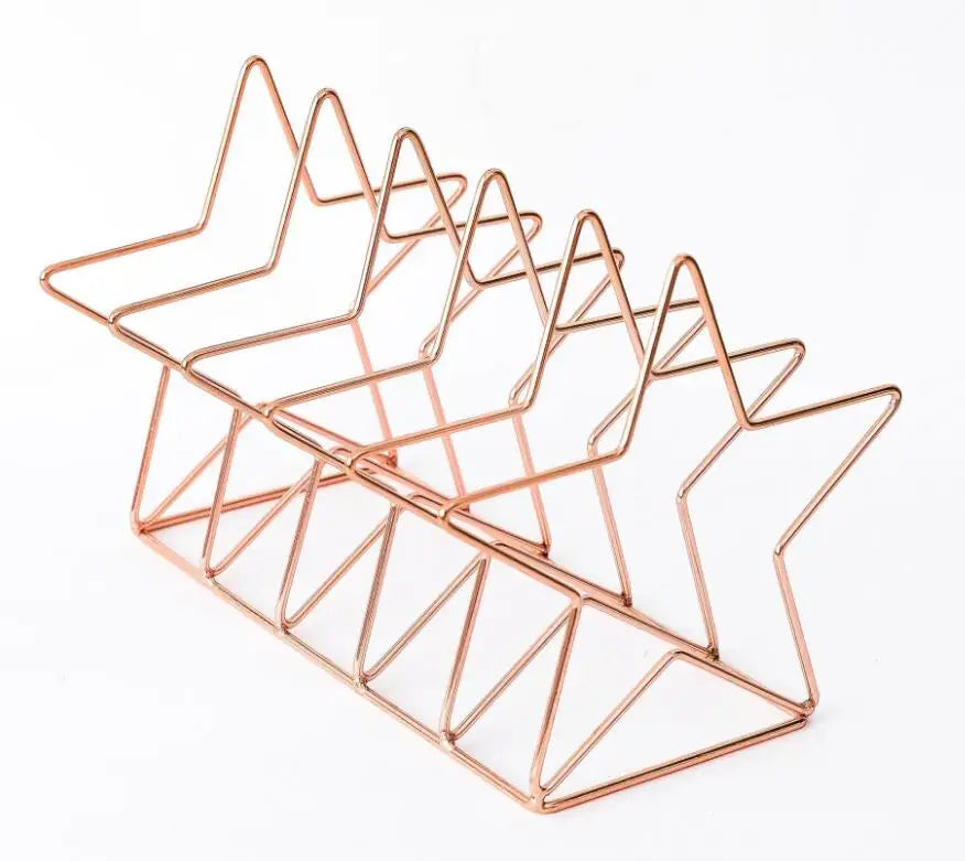 Gold/Rose Gold Star Shape Desk Organizer Desktop File Organizer, Magazine Rack