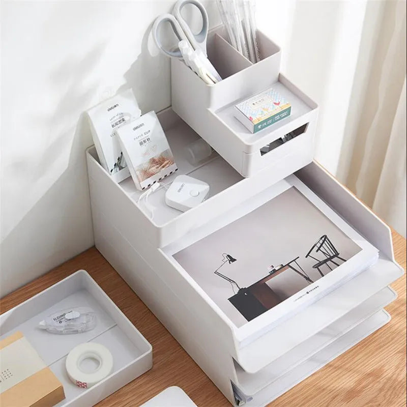 Desktop Storage Desk File Tray Pencil Pen Organizer Badge Holder