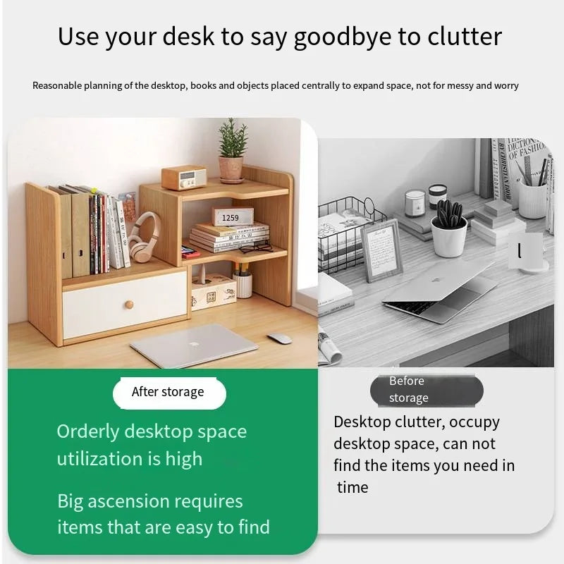 Desktop Bookshelf for Storage in Small Spaces Multi-Layer