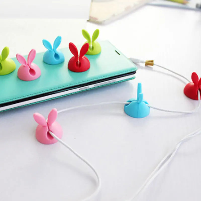 4pcs Cord Cable Storage Desk Set Rabbit Shaped Wire Clip