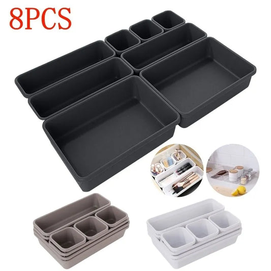 8pcs Household Drawer Organizers Dustproof Desk Storage Organizer