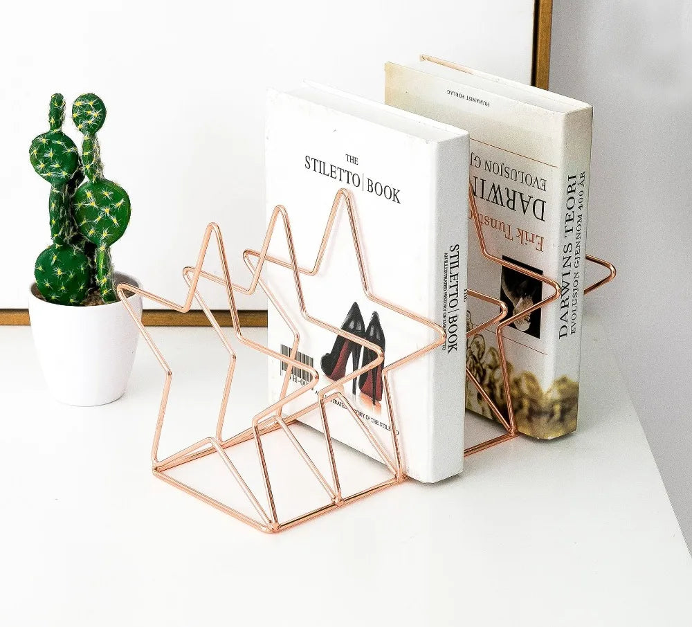 Gold/Rose Gold Star Shape Desk Organizer Desktop File Organizer, Magazine Rack