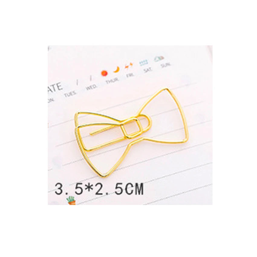 5pcs Kawaii Rose Gold Paper Clips Bookmark Crown, Flower, Flamingo, Bowtie, Hanger