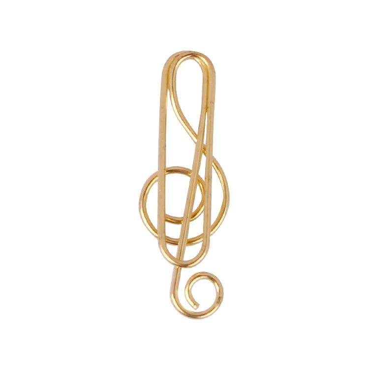 Music Treble Clef Shaped Paper Clips, rose gold, gold and silver 25 Qty