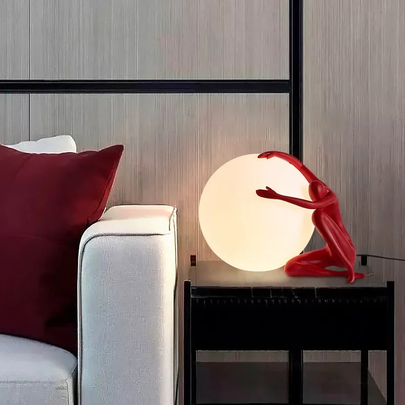 Desk Light LED Resin Human Form & Ball Table Lamp Decor