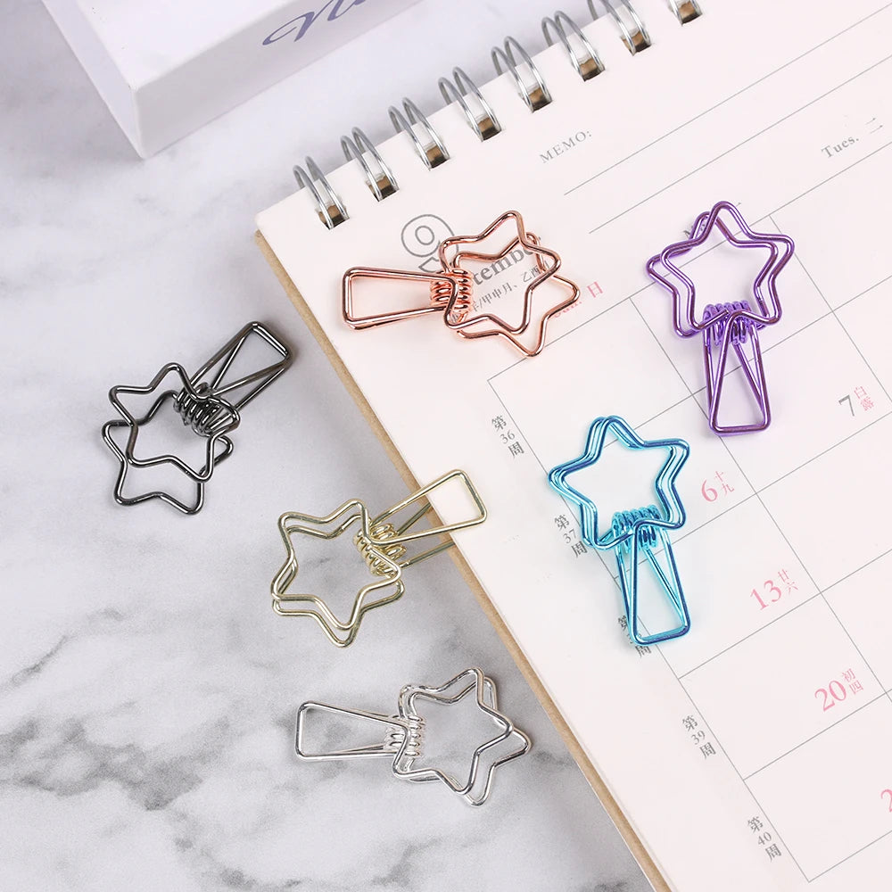 6PCs/Set Hollowed Out Kitty, Star, Heart Binder Clips Cat Biner Clips