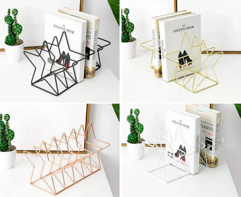 Gold/Rose Gold Star Shape Desk Organizer Desktop File Organizer, Magazine Rack