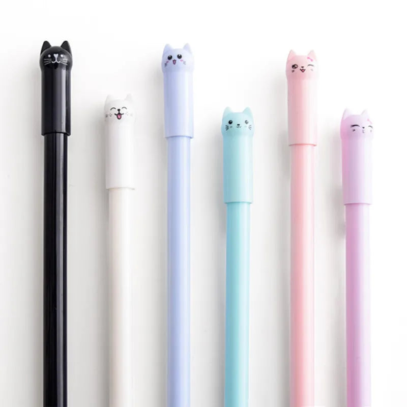 6pcs/Set Kawaii Cute Cat Gel Pen 0.38mm - Finer than Fine Tip