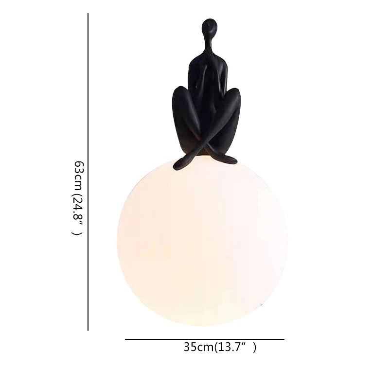 Desk Light LED Resin Human Form & Ball Table Lamp Decor