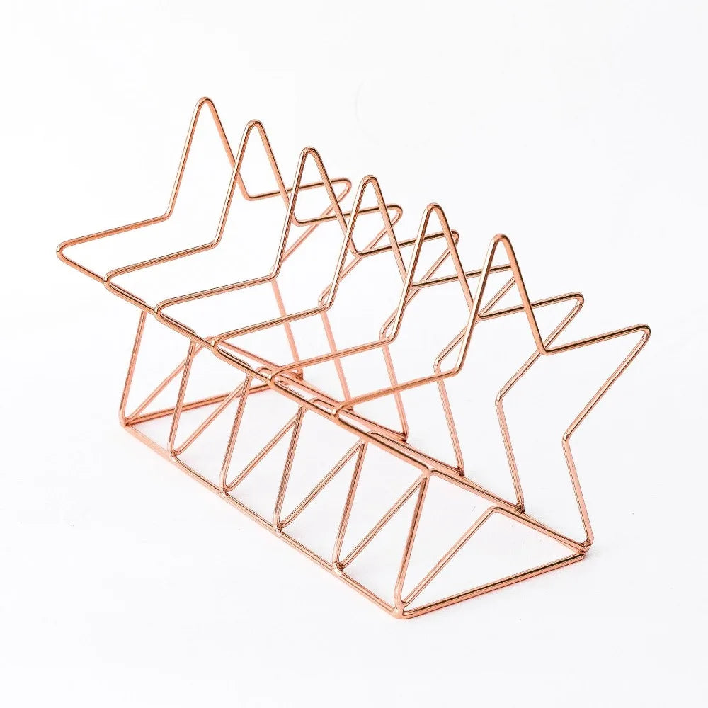 Gold/Rose Gold Star Shape Desk Organizer Desktop File Organizer, Magazine Rack