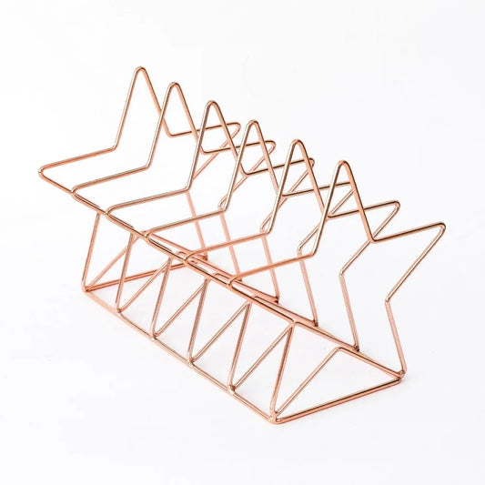 Gold/Rose Gold Star Shape Desk Organizer Desktop File Organizer, Magazine Rack