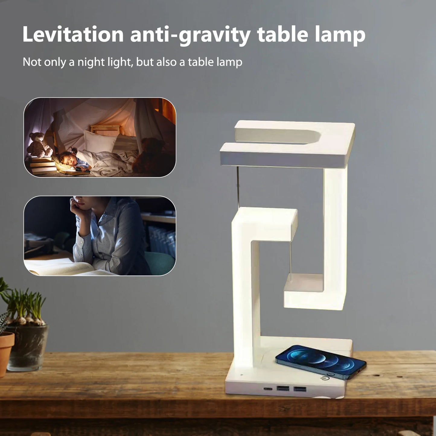 Nordic Led Bedside Study Table Lamp Reading Book Wireless Charging Desk USB Charging