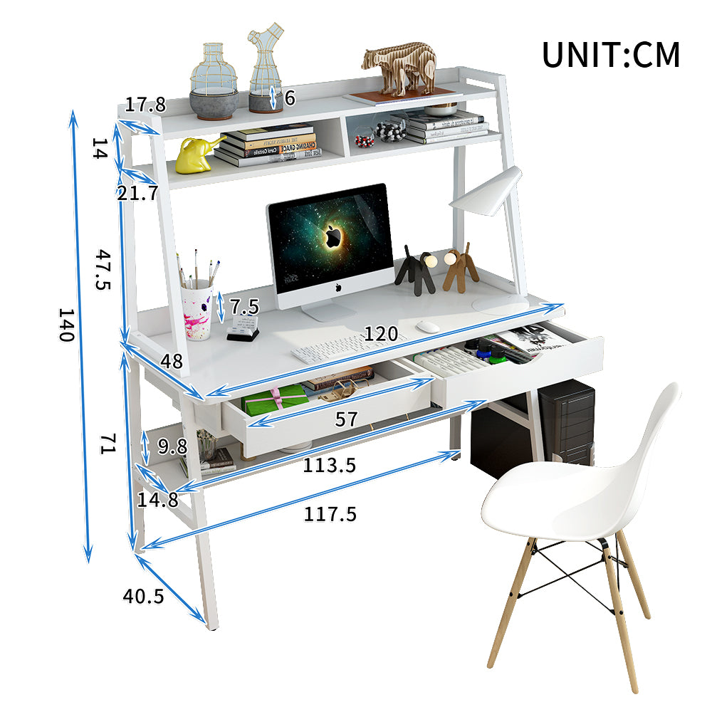 Simple Modern Household Writing Desk with Bookshelf