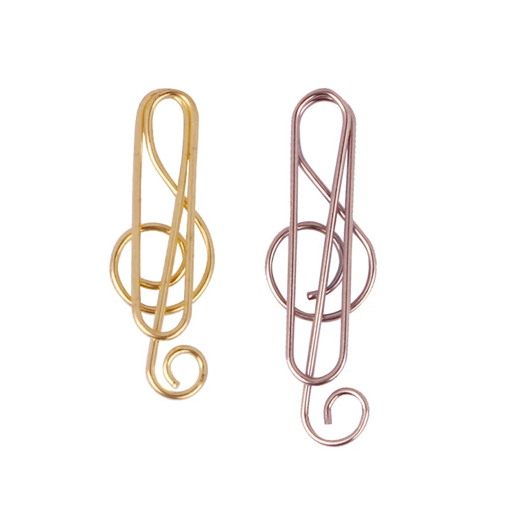 Music Treble Clef Shaped Paper Clips, rose gold, gold and silver 25 Qty