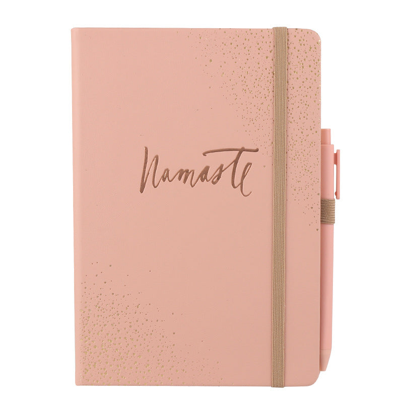 Namaste PU Leather Diary Note Book Custom Elastic Band Hardcover Planner Journal