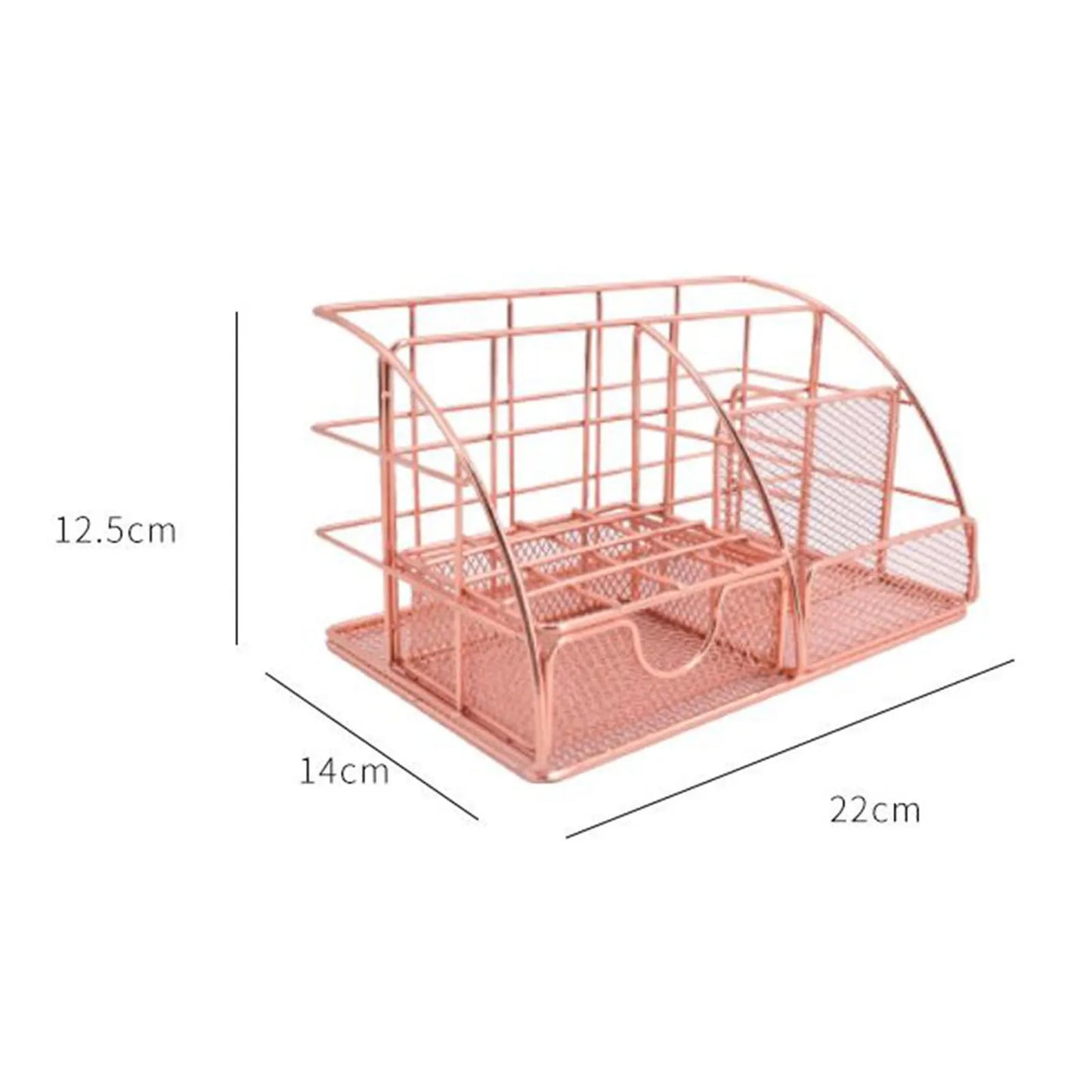 Desktop Storage Box Rose Gold Mesh Metal Office Accessories With Drawer