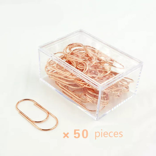 TUTU 50pcs/Box 50mm Extra Large Rose Gold Paperclips Bookmark