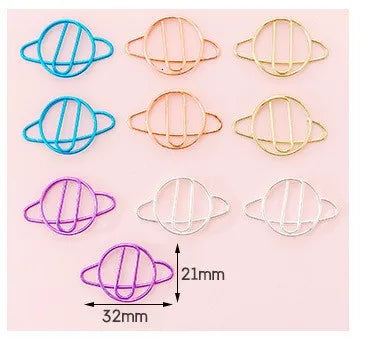 10 Pcs Cool Cute Paper Clip Cactus, Star, Ice Cream, Bowtie Shapes