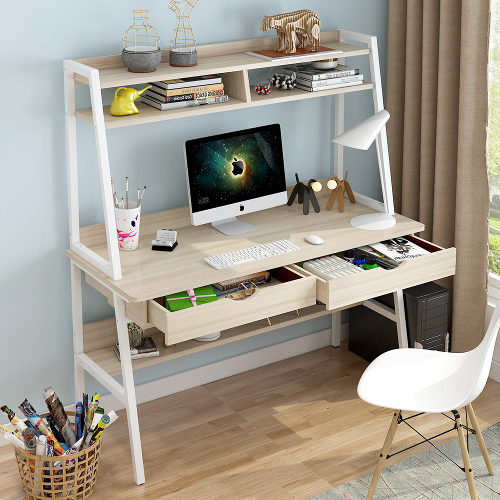 Simple Modern Household Writing Desk with Bookshelf