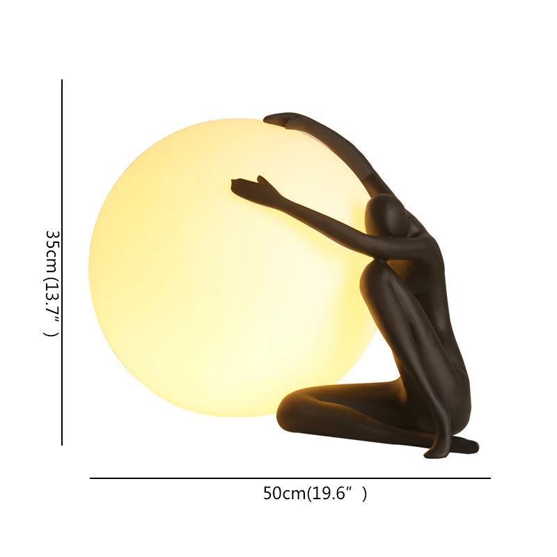 Desk Light LED Resin Human Form & Ball Table Lamp Decor