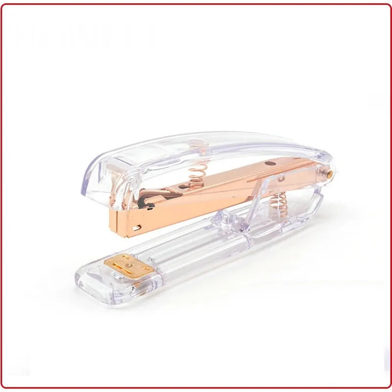 Rose Gold Color Stapler Set Acrylic Transparent with Rose Gold Staples