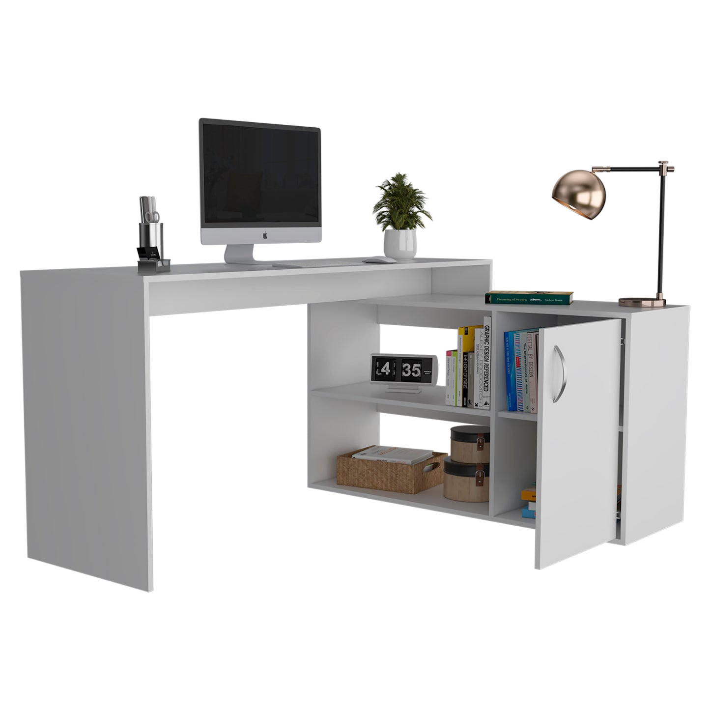 L-Shaped Desk Desti, Office, White