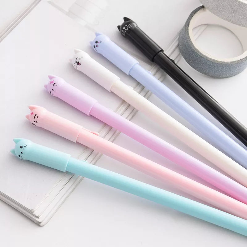 6pcs/Set Kawaii Cute Cat Gel Pen 0.38mm - Finer than Fine Tip