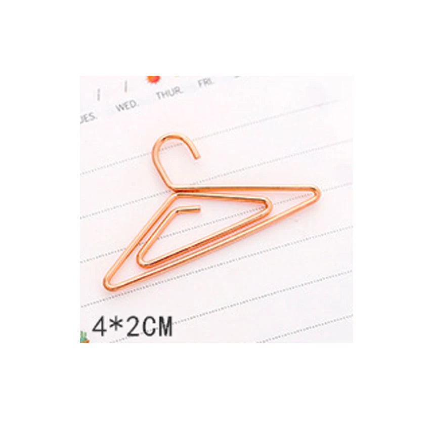 5pcs Kawaii Rose Gold Paper Clips Bookmark Crown, Flower, Flamingo, Bowtie, Hanger