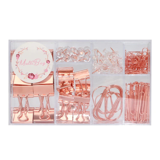 Paper Clips Assorted Sizes Rose Gold, Gold Large Paper Clips, Binder Clips Push Pins