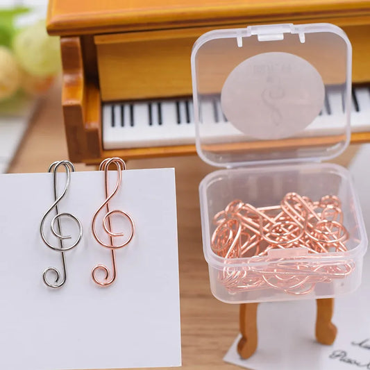 Music Treble Clef Metal Paper Clips Silver, Gold, Rose Gold 12 Qty