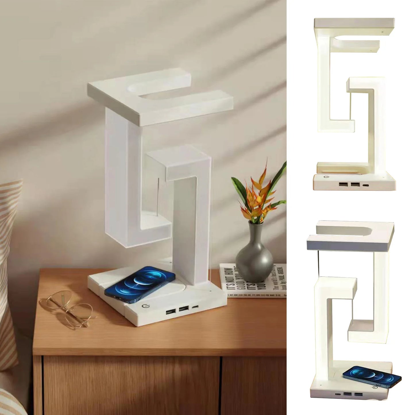 Nordic Led Bedside Study Table Lamp Reading Book Wireless Charging Desk USB Charging