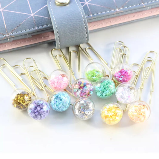 Domikee Cute Creative Sequins Paper Clips Bookmarks