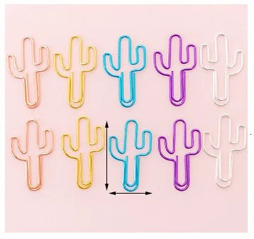 10 Pcs Cool Cute Paper Clip Cactus, Star, Ice Cream, Bowtie Shapes