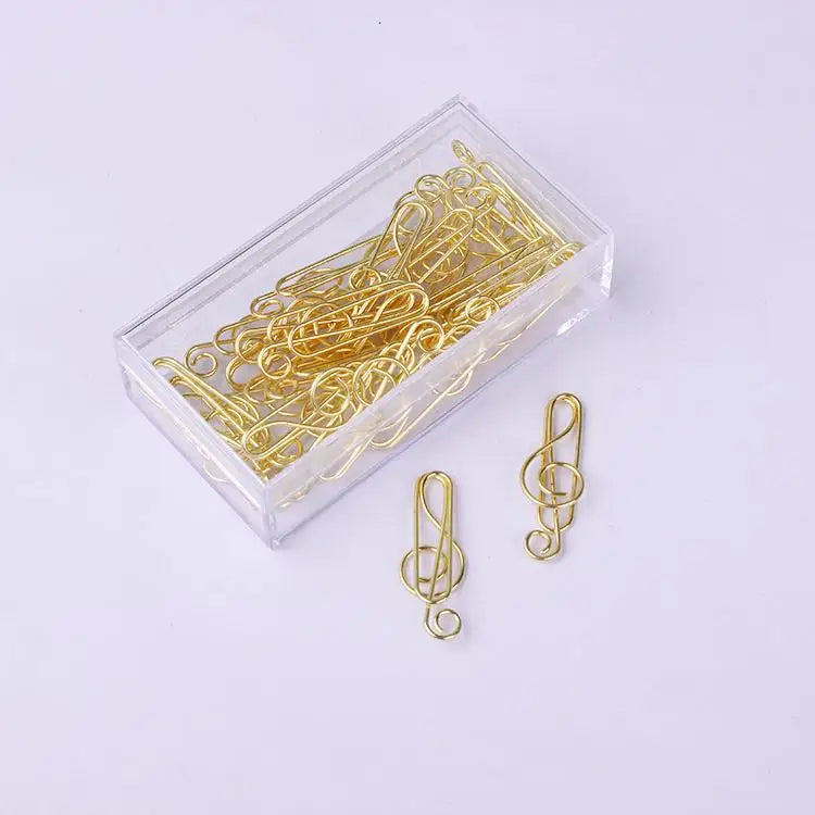 Music Treble Clef Shaped Paper Clips, rose gold, gold and silver 25 Qty