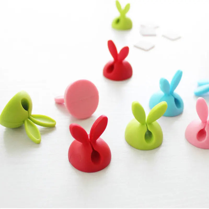 4pcs Cord Cable Storage Desk Set Rabbit Shaped Wire Clip