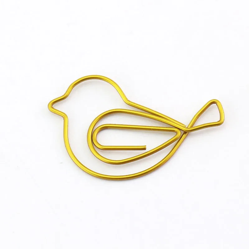 15pcs/Set Cute Gold Bird Paper Clips Bookmark