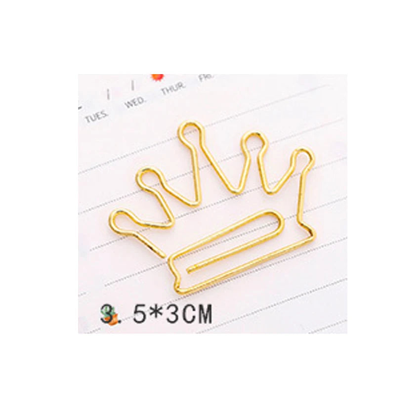 5pcs Kawaii Rose Gold Paper Clips Bookmark Crown, Flower, Flamingo, Bowtie, Hanger