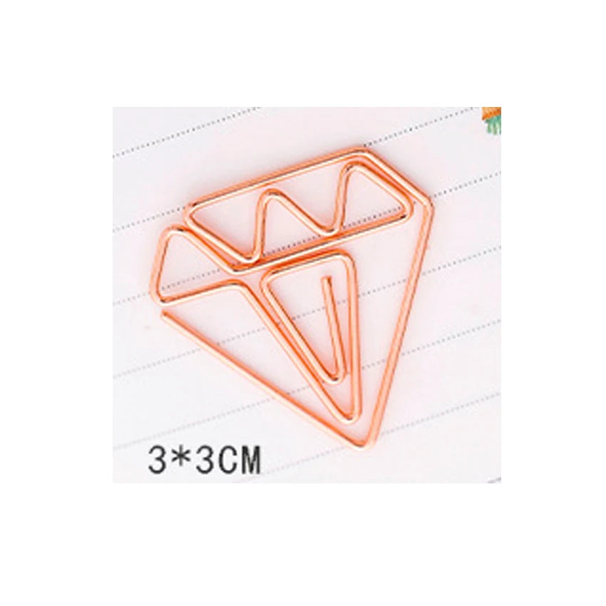 5pcs Kawaii Rose Gold Paper Clips Bookmark Crown, Flower, Flamingo, Bowtie, Hanger