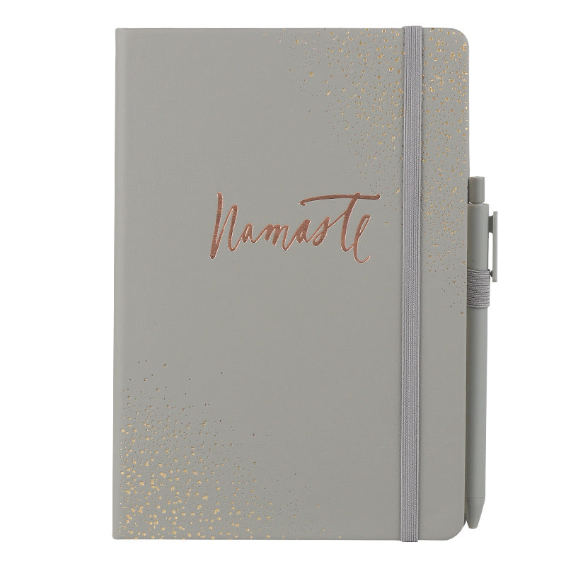 Namaste PU Leather Diary Note Book Custom Elastic Band Hardcover Planner Journal