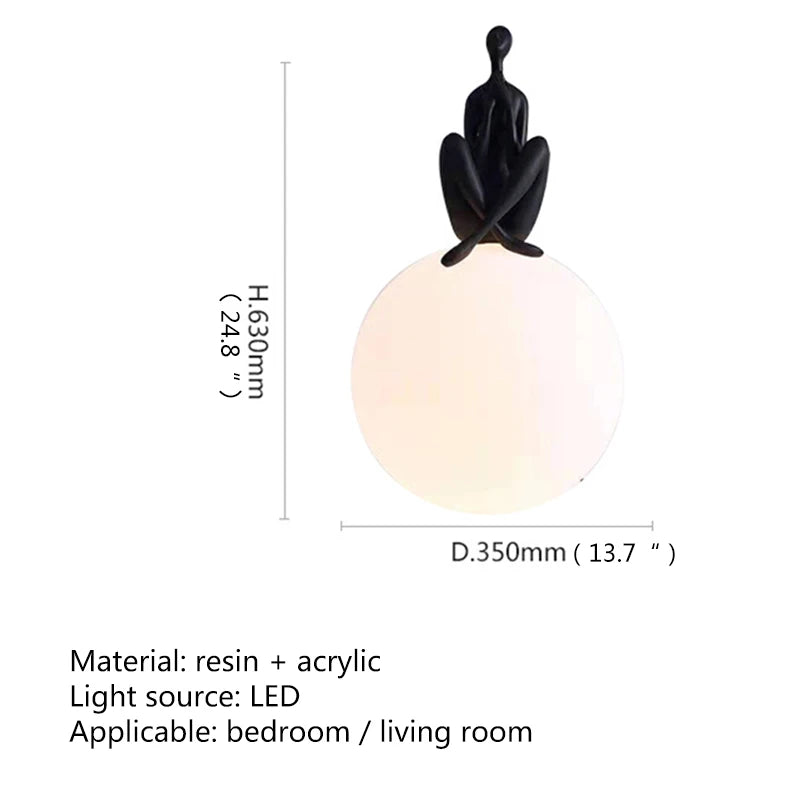 Desk Light LED Resin Human Form & Ball Table Lamp Decor